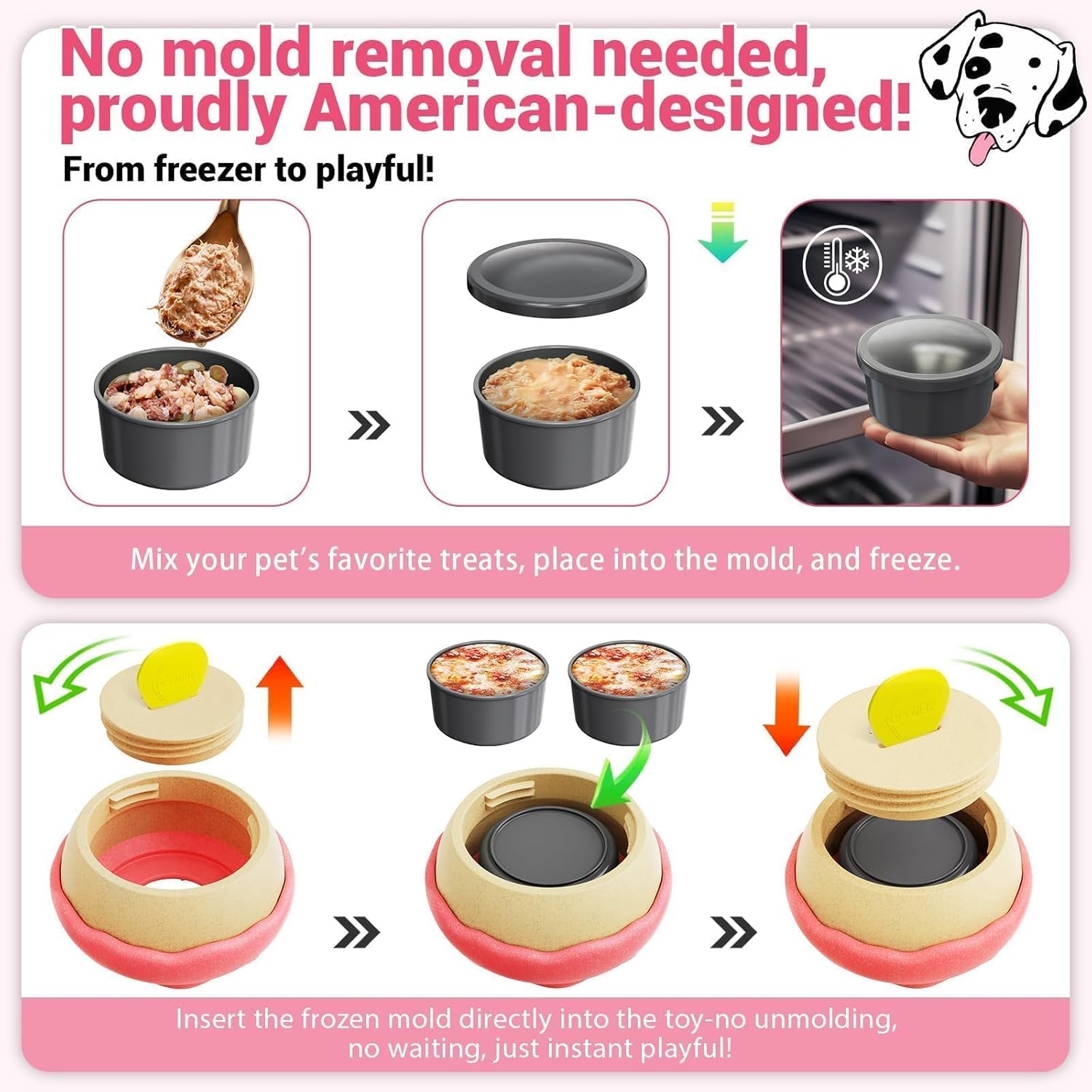 Dog Toys for Aggressive Chewers, Dog Enrichment Toys, Anxiety Relief for Dogs Toy, Indestructible Frozen Treat Toy National Pet Day Gifts for Large Dogs Peanut Butter Reduces Anxiety, Donut