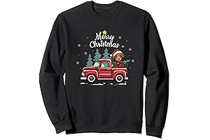 Chocolate Labrador Christmas Dog Truck Plaid Funny Xmas Tree Sweatshirt