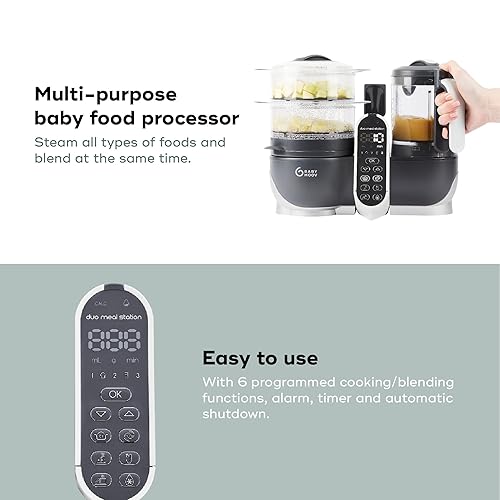 Miniatura 4 de Duo Meal Station - Máquina de alimentos 6 en 1 con olla de vapor licuadora de múltiples velocidades purés de bebé calentador descongelador 1 unidad