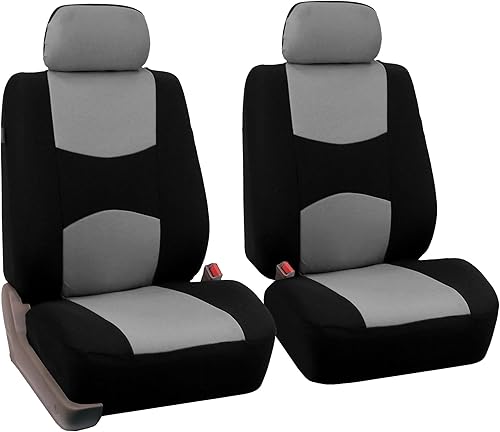 TLH Juego de fundas de asiento delantero de tela plana, color gris, ajuste universal para automóviles, camiones, SUV