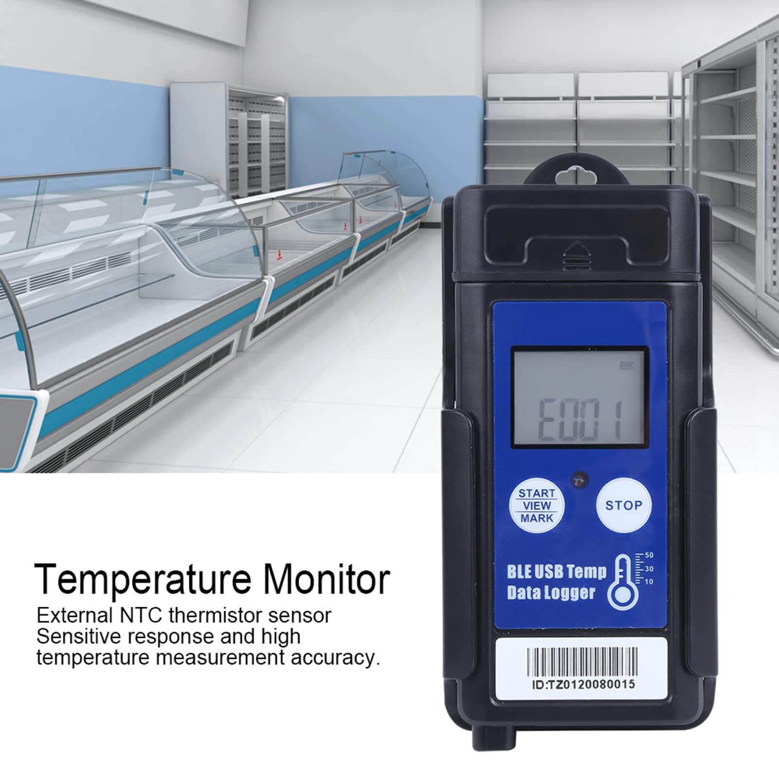 Registrador de Temperatura USB, Registrador de Datos de Monitor Portátil para Transporte en Cadena de Frío con ABS + Material Magnético