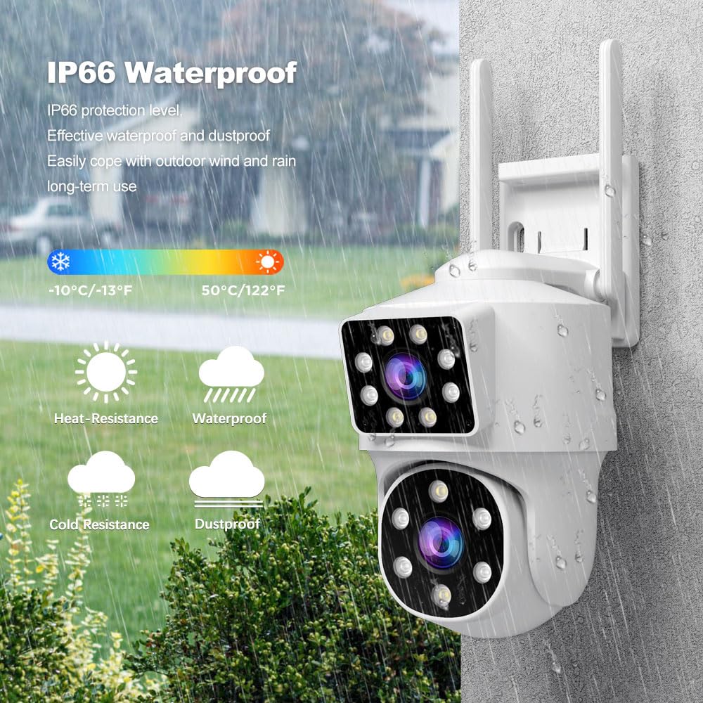 SRIHOME 2 * 2MP Telecamere di Sorveglianza per Esterni, 2.4GHz Bullet-PTZ Doppio Obiettivo, Rilevazione Umana, Visione Notturna a Colori, Audio Bidirezionale, Archiviazione Locale SD, IP66 (1)