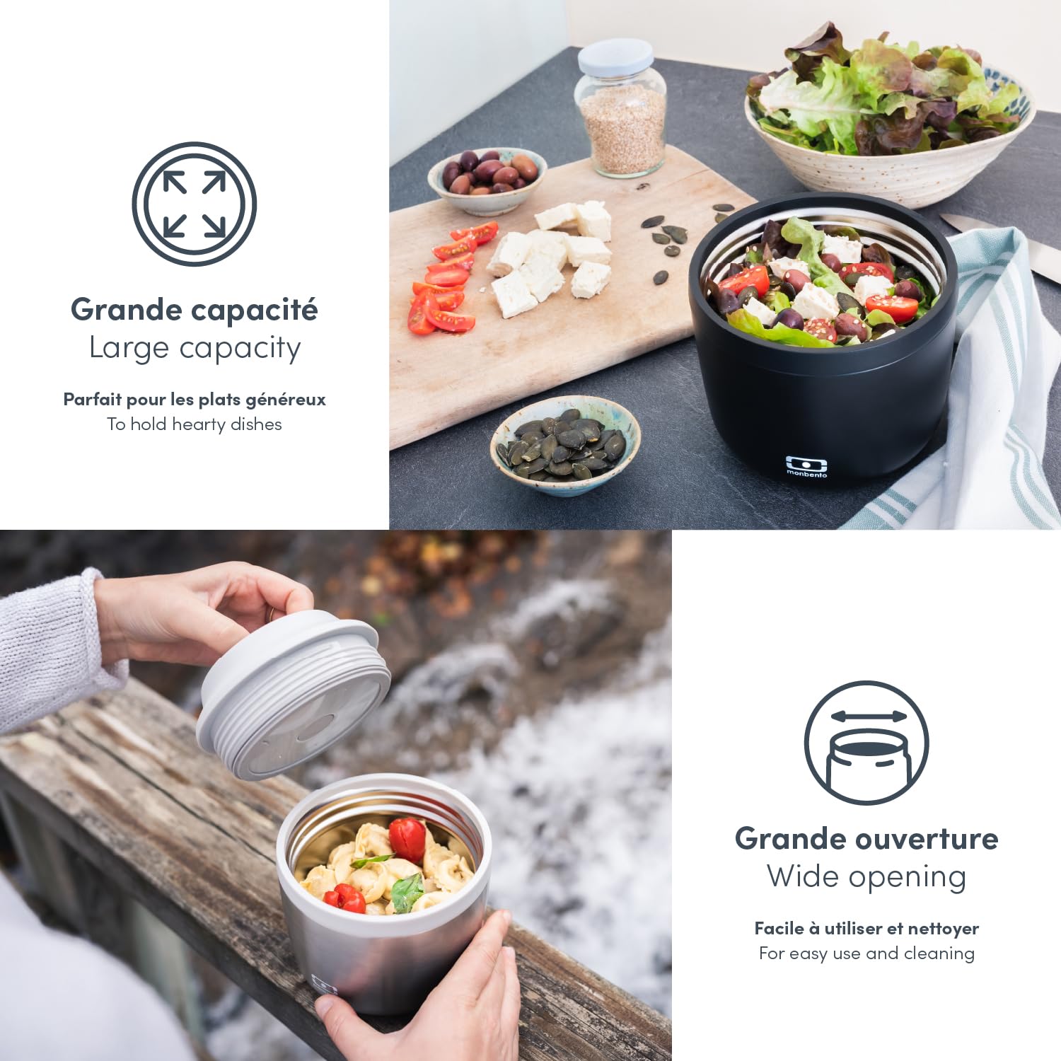 monbento - Portapranzo Termico per Alimenti Element rosa Moka- Lunch Box che Mantiene il Pasto Caldo/Freddo Fino a 10 Ore - Contenitore Ideale per Lavoro/Università/Picnic/Sport - Senza BPA