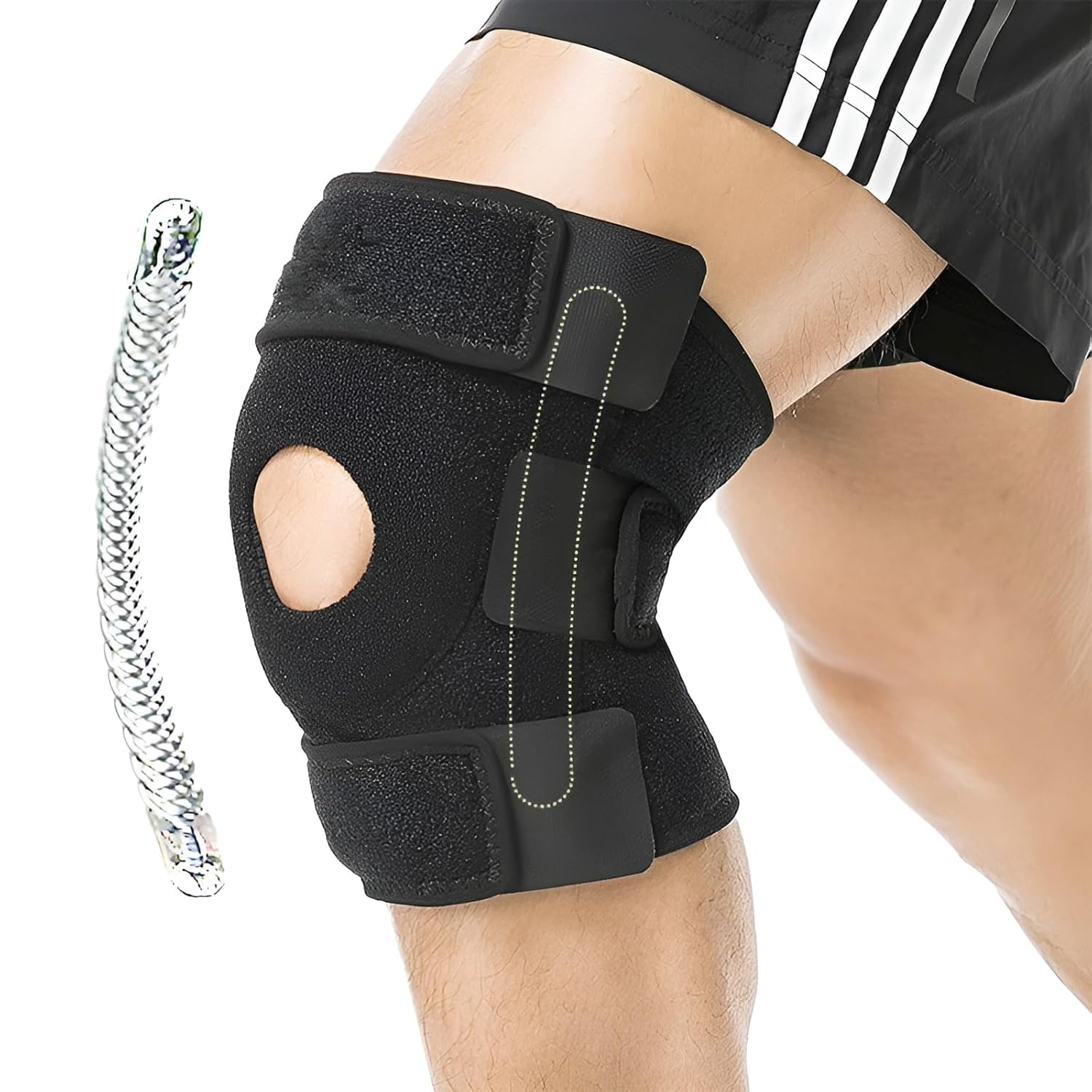 Adjustable Knee Brace with Silicone Braces, Open Knee Brace for Knee