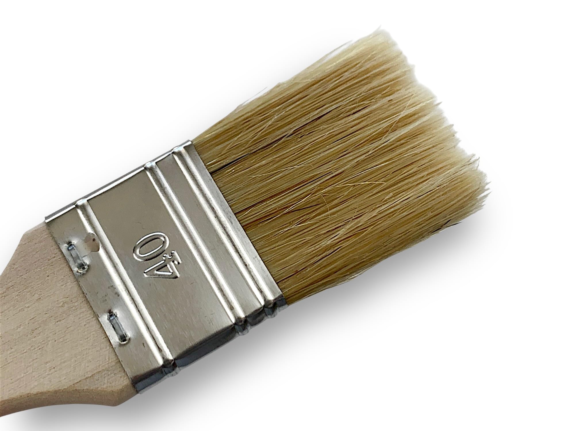 Lote de 50 pinceles de cola de bacalao 40 mm | seda blanca natural | mango madera en bruto | pinceles planos multisoporte, pintura en aceite, acrílico, barnizado, barnizado, pegamento | Kibros 320