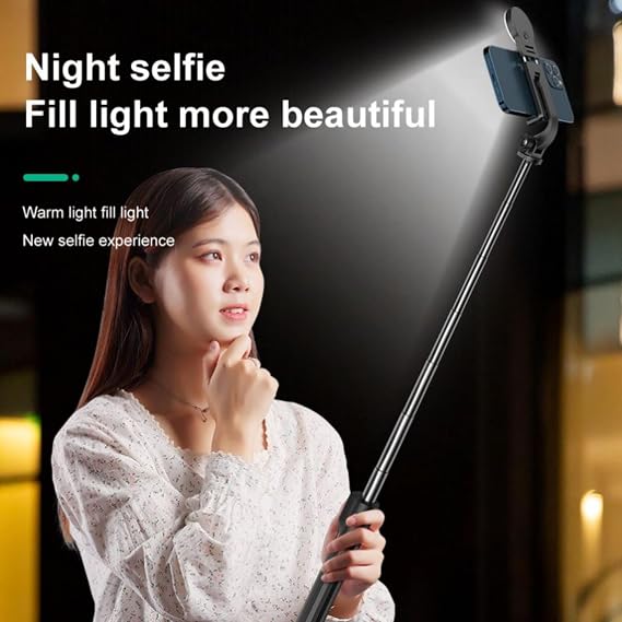Coverzone LED Işıklı Kumandalı Selfie Çubuğu Tripod | 113 cm Uzayabilir, 360° Döner Başlık, Paslanmaz Çelik Gövde, Android ve iOS Uyumlu, Vlog ve Özçekim İçin Profesyonel Çekim Standı, G4