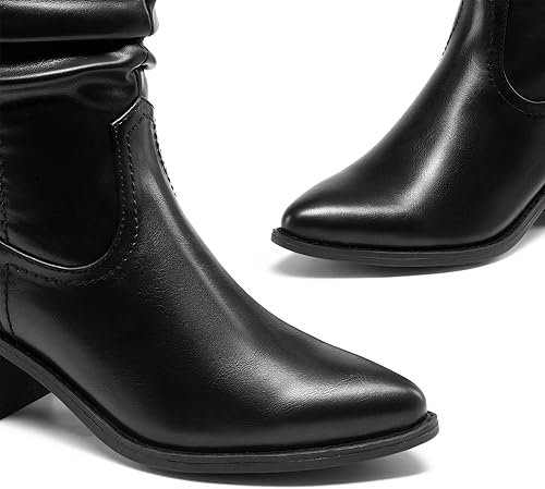 Miniatura 3 de DREAM PAIRS Botas vaqueras occidentales para mujer, botas vaqueras de media pantorrilla sin cierre