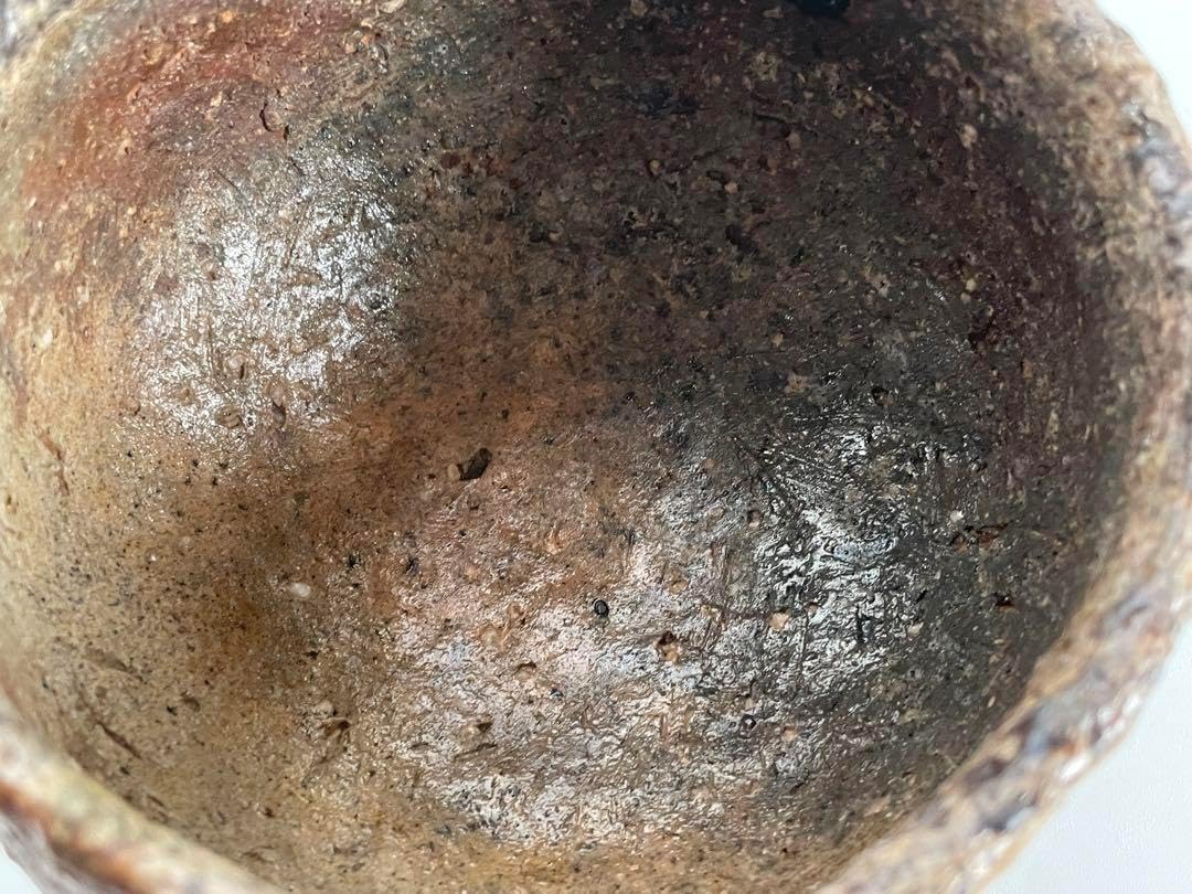 陶芸家 中村梅山 茶碗 抹茶碗 加賀 石川県 素焼き 手捻り 共箱 陶芸家