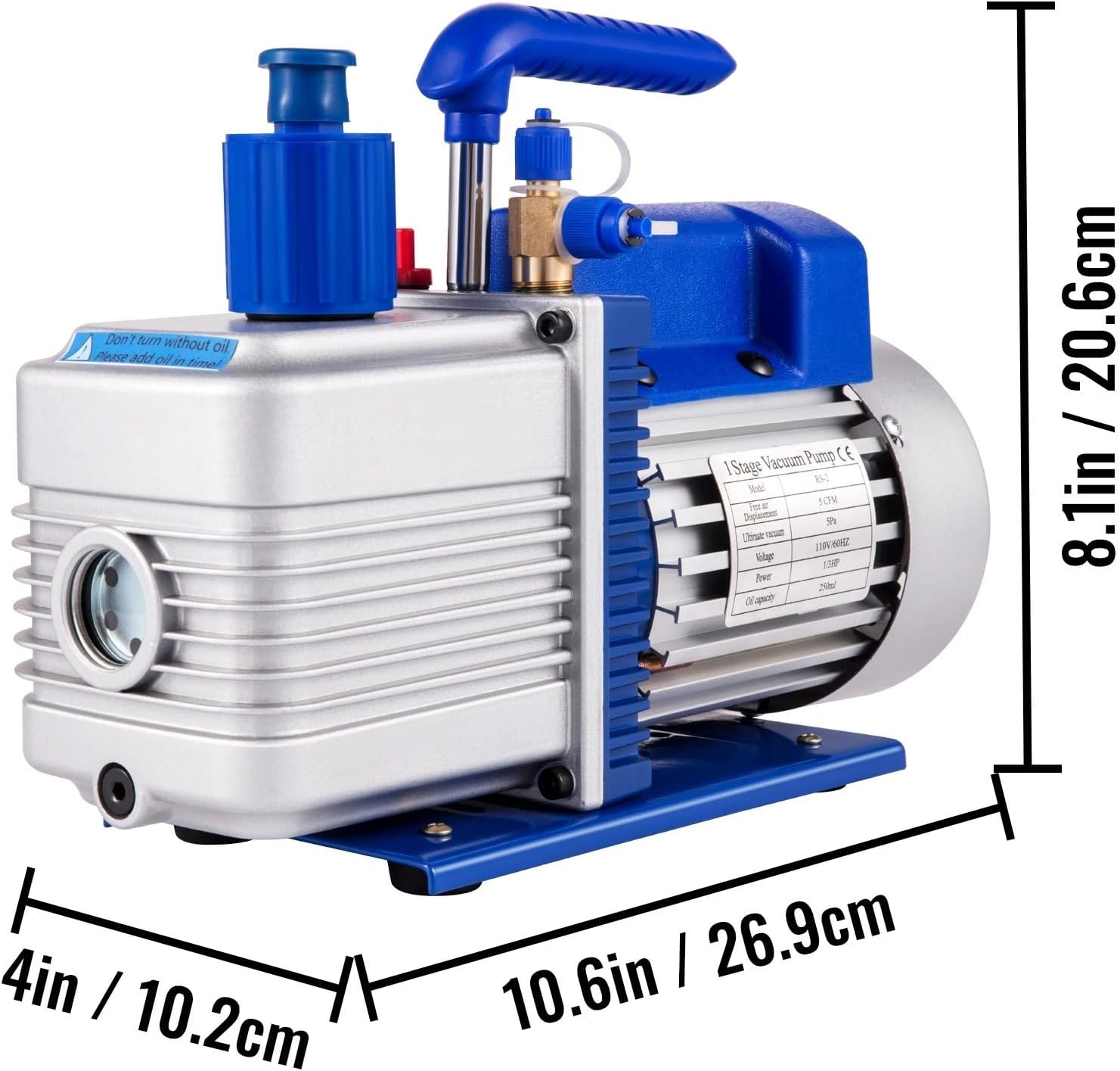 4.8CFM AC Refrigerant Vacuum Pump with Gauges HVAC Refrigeration Home Vacuum Packing Air Condition Automobile Maintenance
