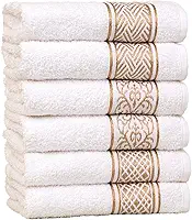 Panos de Copa Luxure (6 unid.) – Toalhas Gourmet Encorpadas e Elegantes para Cozinha (Dourado c/Desenho Alternados)