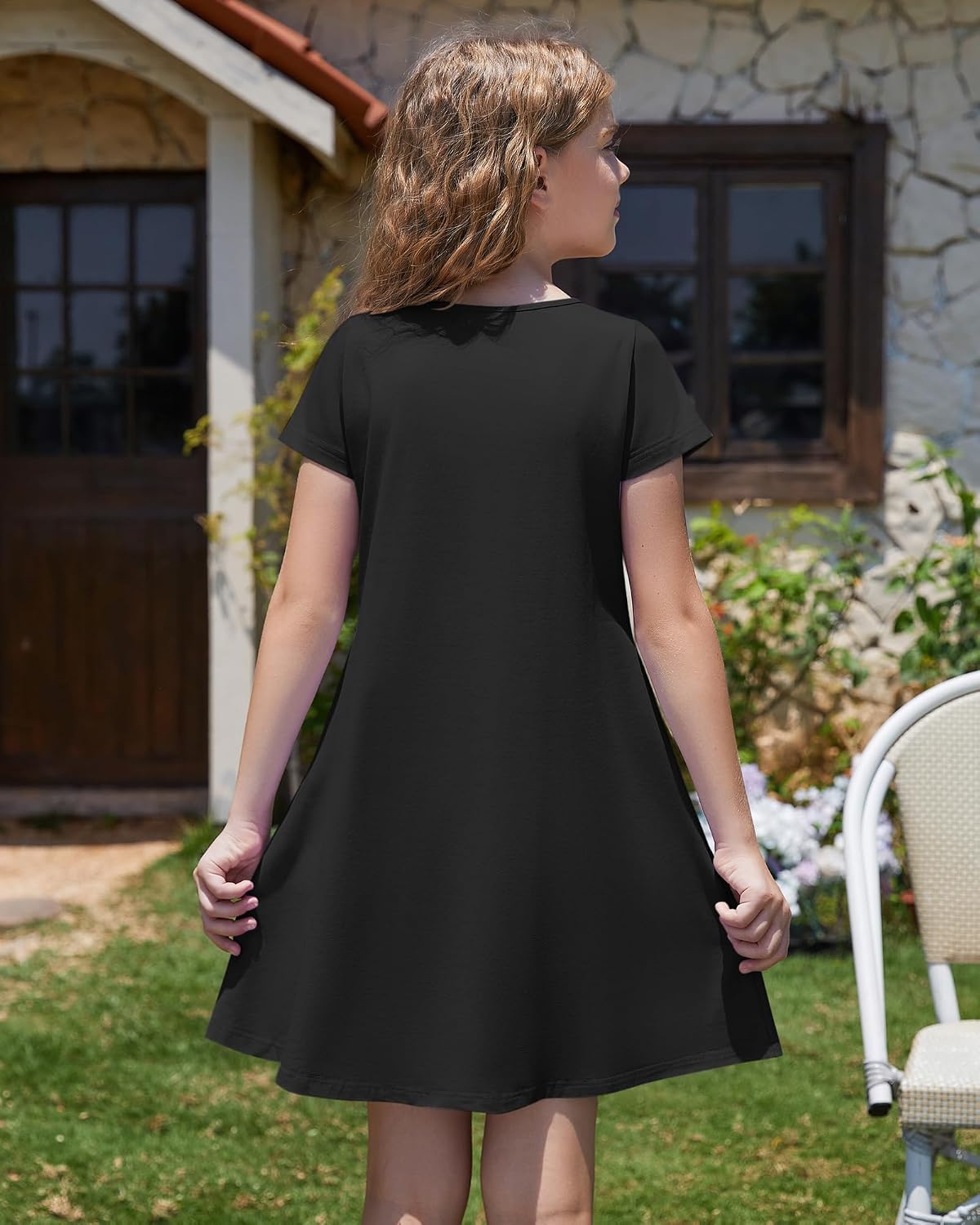 Girls Summer Short Sleeve Dress Kids Floral Casual Beach Dress 5-16 Years image 2