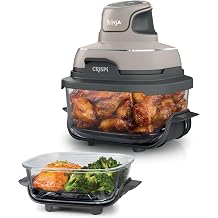 Ninja CRISPi Tragbare Air Fryer Hei luftfritteuse 38 l 4-in-1 Hei luftfrittieren Braten Warmhalten Recrisp Kompakt 6 Portionen 2 Herausnehmbare Glasbeh lter & Deckel 1700W Stein FN101EUST
