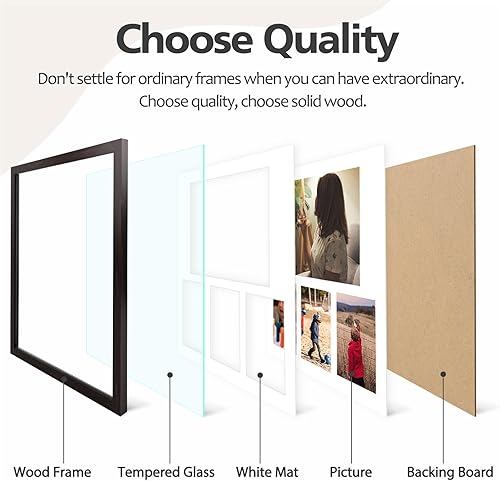 Vista 124 de Golden State Art, Juego de 2 portarretratos de madera blanca de 12 x 17 pulgadas, paspartú blanco para fotos de 8 x 10 y 5 x 7 pulgadas, vidrio