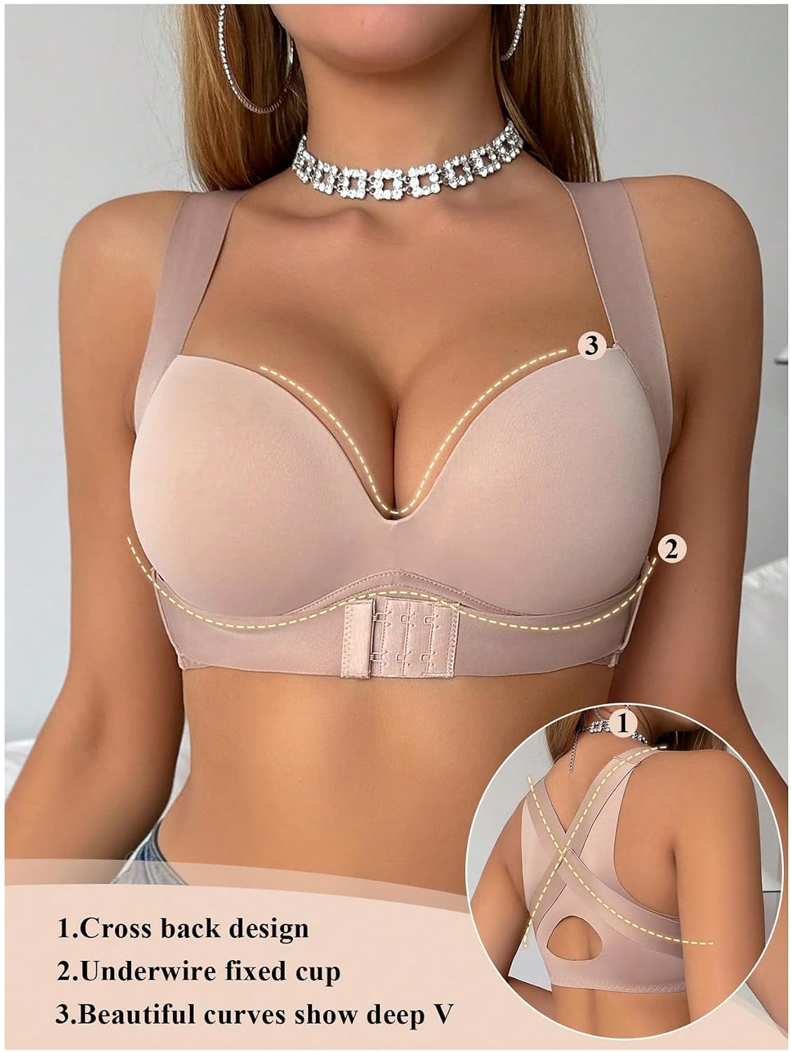 GORGLITTER Women's Posture Correcting Bra Wireless Front Closure Back Support Bra Push Up Full Coverage Bralettes