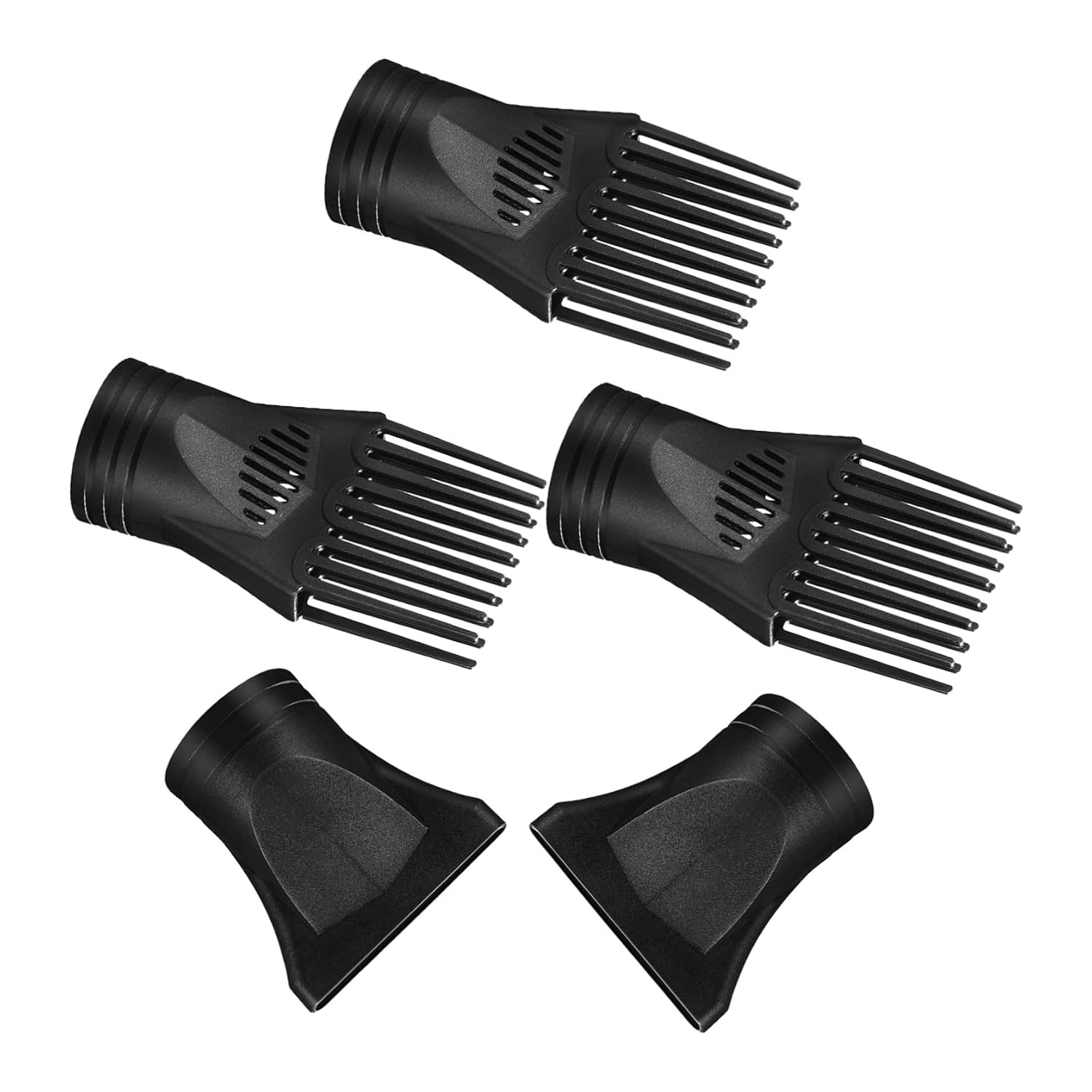 5pcs Blow Dryer Comb Attachment Set, Black Universal Nozzle