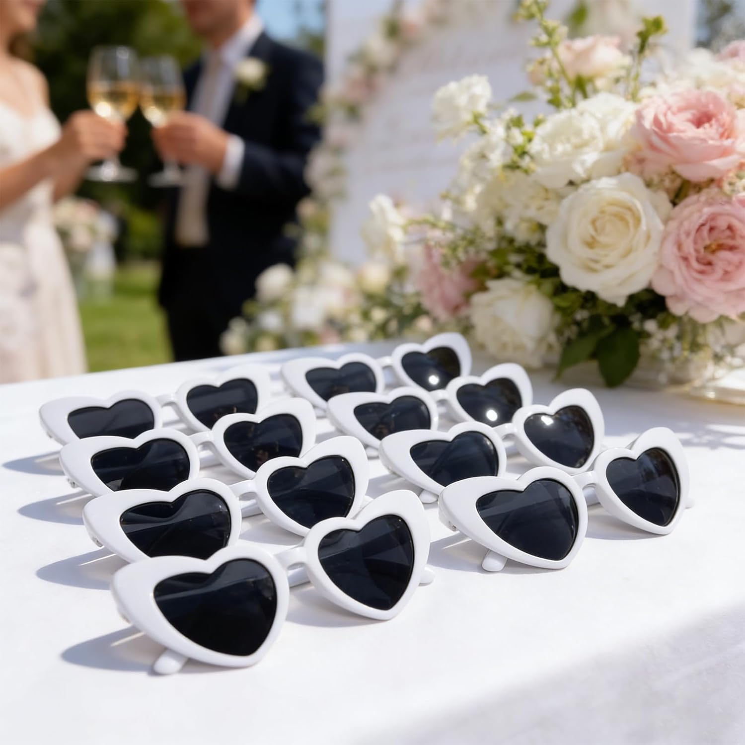 Pibupibu 50 Pack Heart Shaped Sunglasses Bulk Wedding Gifts Bachelorette Bridal Party Favors for Guests Reception