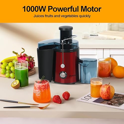 Miniatura 2 de Panana Exprimidor centrífugo exprimidor, exprimidor con motor de 1000 W, fabricante de jugo de doble velocidad para frutas, verduras, canal de