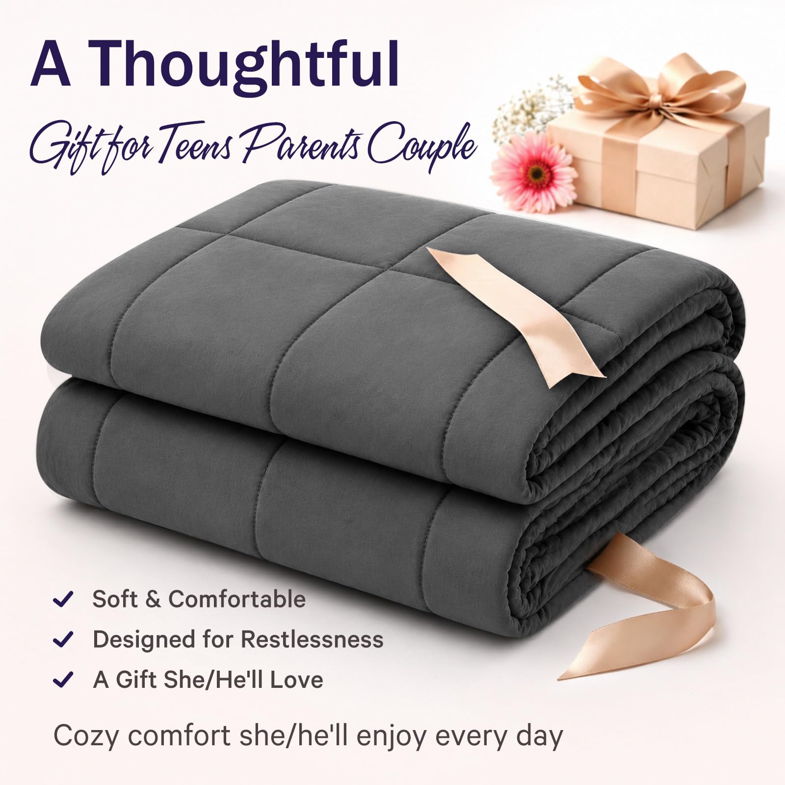 BETU Weighted Blanket 15 lbs Cooling Heavy Blanket 48"x72" Twin
