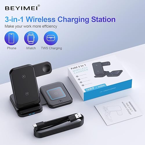 Miniatura 7 de Cargadores inalámbricos para teléfono celular, estación de carga 3 en 1 para múltiples dispositivos para iPhone 15 14 13 12 11 Pro Max XR XS 8 Plus,