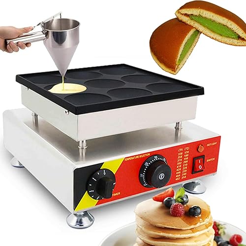 Máquina para hacer panqueques eléctrica comercial con 9 agujeros de 3.15 pulgadas, para panqueques holandeses, panadero, waffle, muffins, dorayaki,