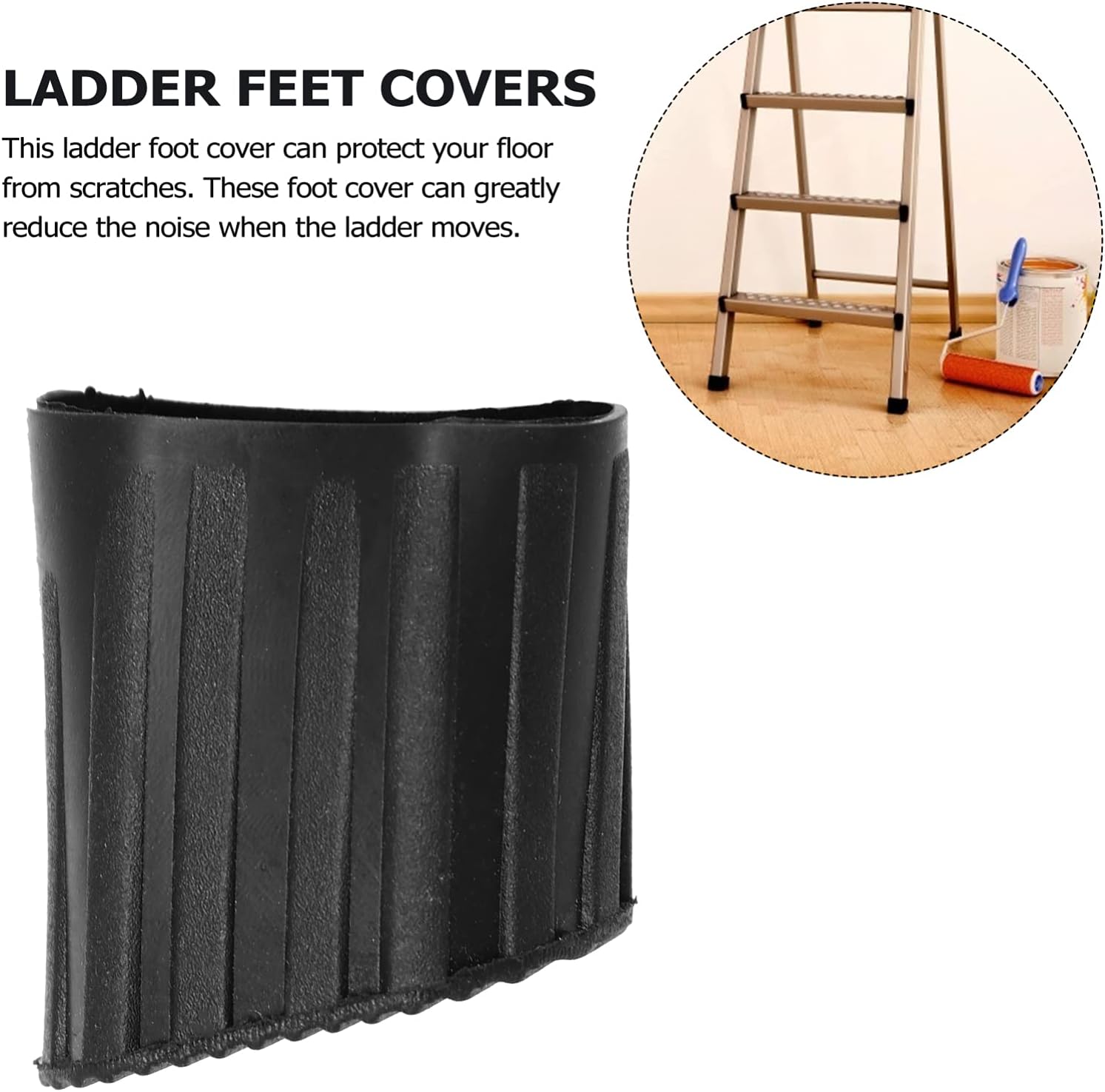 Cabilock 4-Pack Ladder Rubber End Caps 1.96X1.69X1.06 Inch Step Ladder Feet Covers Non-Slip Rubber Pads for Safety and Floor Protection
