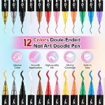 Kalolary 12 Ensemble de stylos d'art à ongles, 3D Stylos de peinture acrylique à ongles Stylo de peinture à double extrémité Marqueurs d'art à ongles à séchage rapide Outils d'Art à ongles pour le dessin à points DIY Nail Art Beauty Manucure(B)