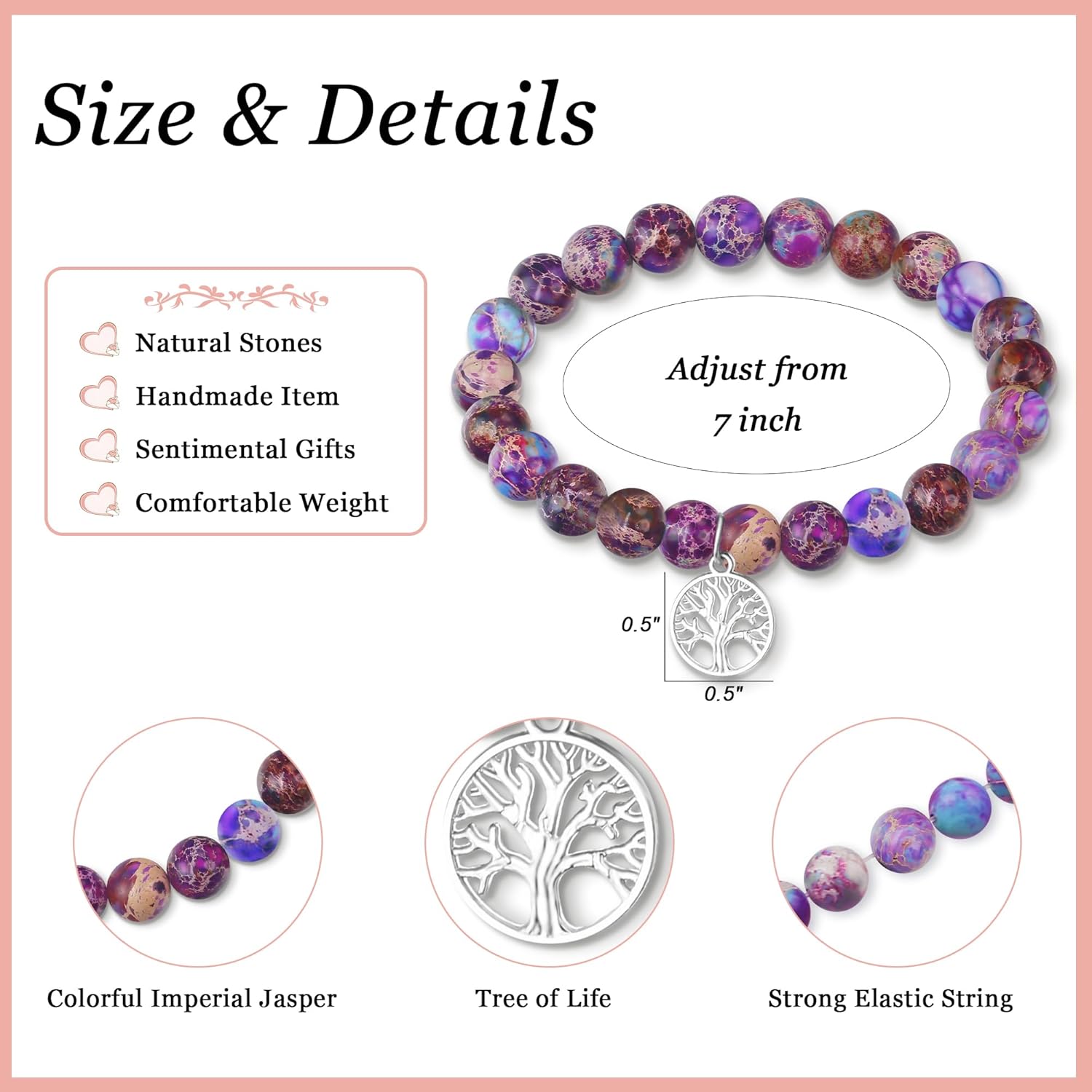 Sereney Mothers Day Gifts for Grandma Mom Bonus Mom, Grandma Bracelet as Grandmother Mothers Day Gifts, Bonus Mother Tree of Life Bracelet as Birthday Gift,Sister Bracelets for Women as Sister Gift - Image 5