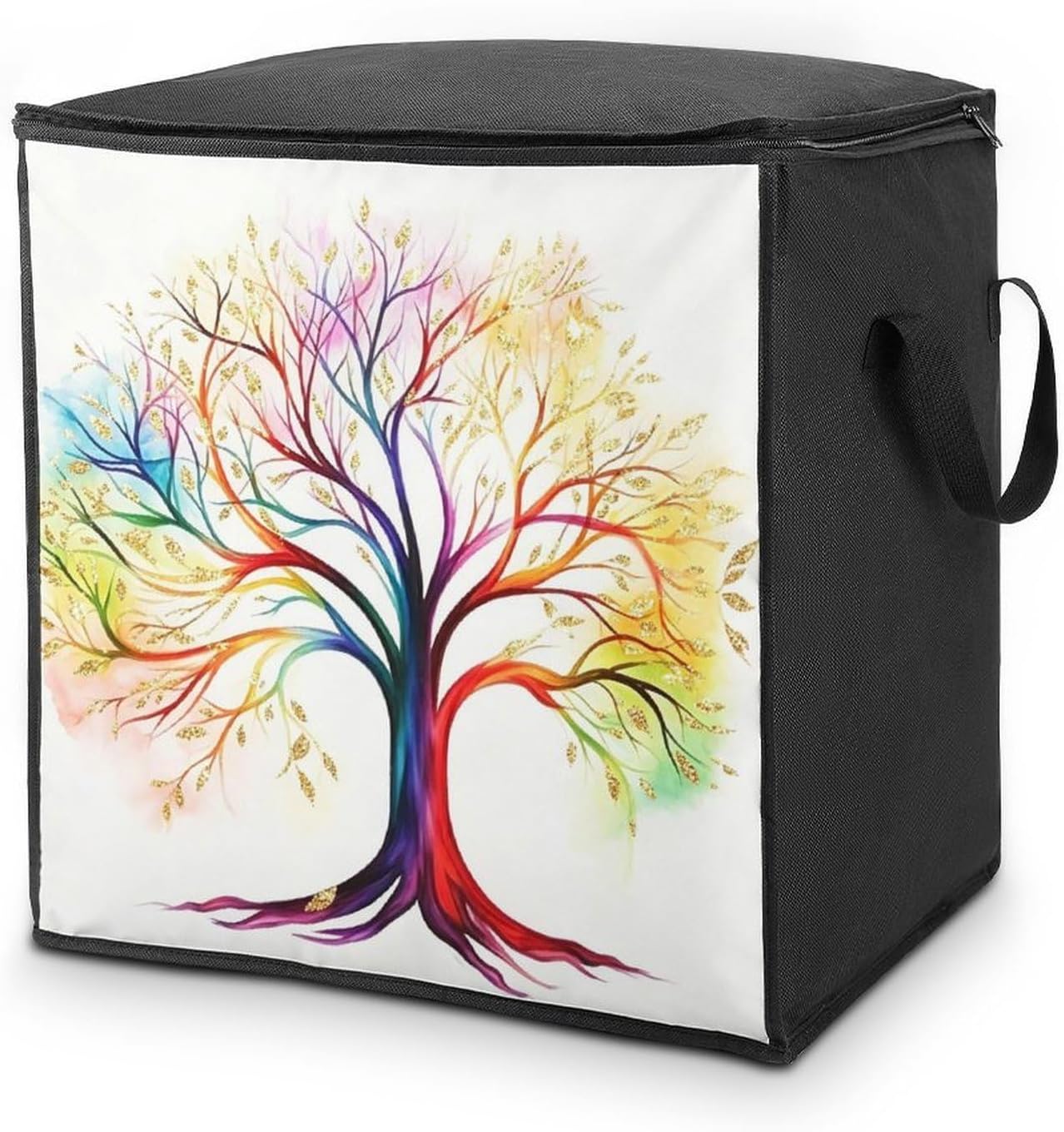 Rainbow Tree Comforter Storage Bag Moving Bag | Clothes Storage Bins-70L,Moving Bag With Dual Handles For Easy Carrying, Zipper Design Durability for Home,Bedroom,Closet