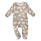 Plaaee Unisex-baby One-piece Footie,Dumpling on Gray Zip Up Jumpsuit Footed Sleep and Play 3-24M