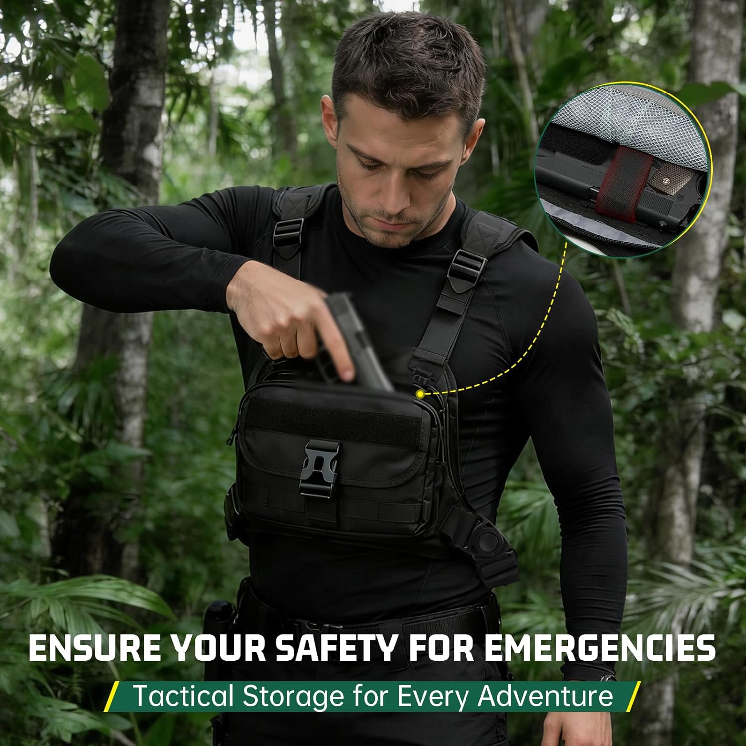 RAINSMORE Hydration Vest with 2L Water Bladder Lightweight Reflective Chest Pack for Cycling Hiking Adjustable Shoulder Strap for Men Women