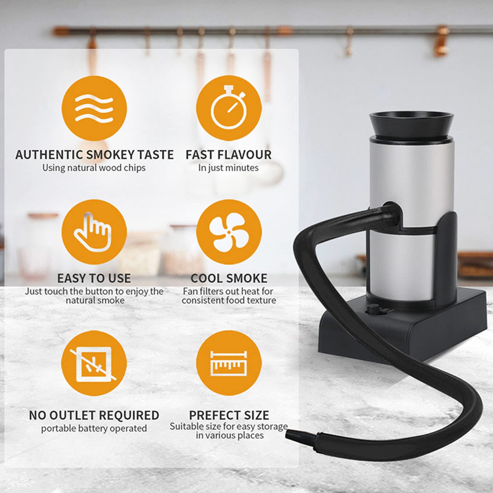 Kit per affumicatore per cocktail, affumicatore per alimenti portatile portatile per alimenti infusore per fumo con accessori per pesce, frutti di mare, gastronomia molecolare, cocktail, noci, snack