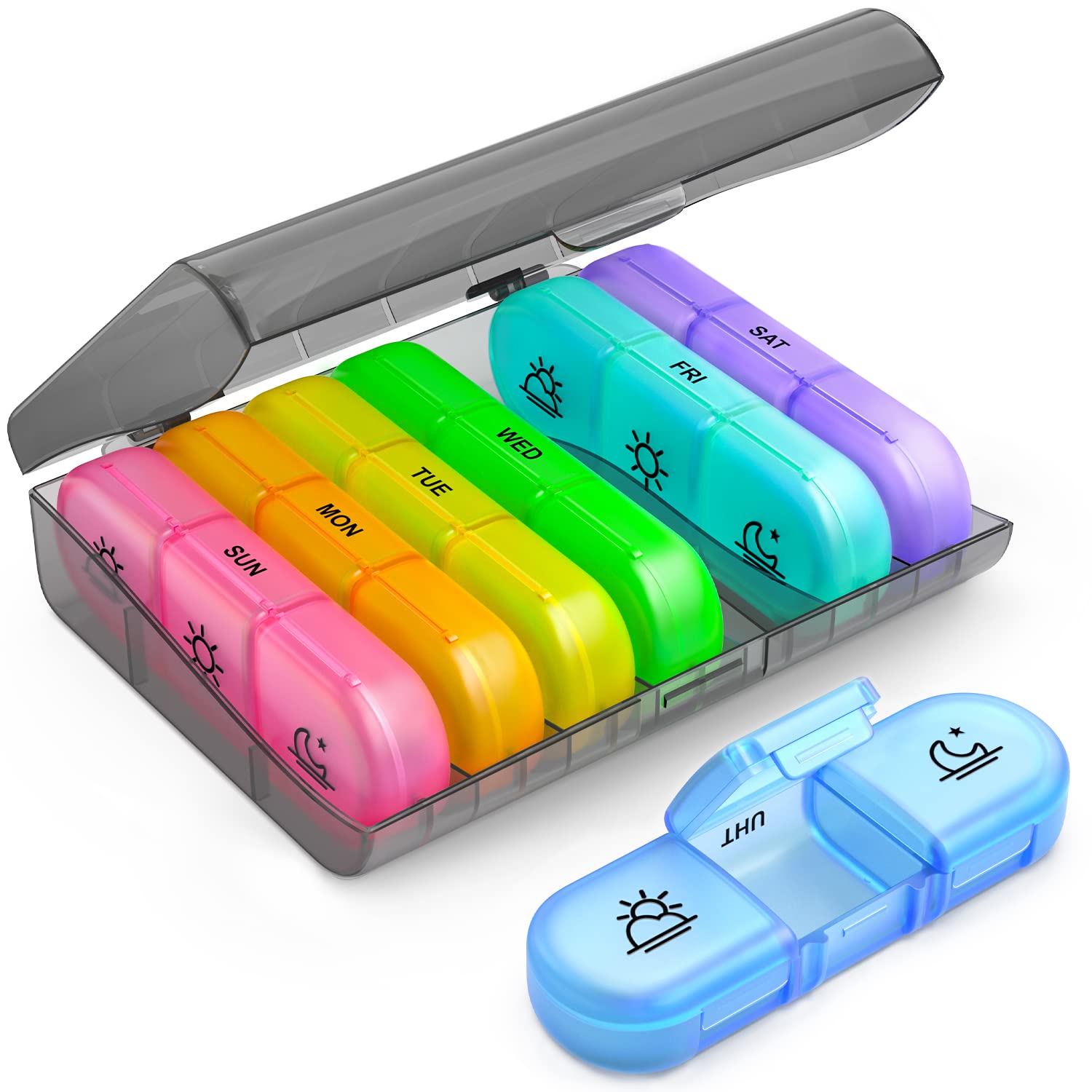 Buy AUVON Wekly Pill Box 3 Times a Day, Portable 7 Day Pill Organizer