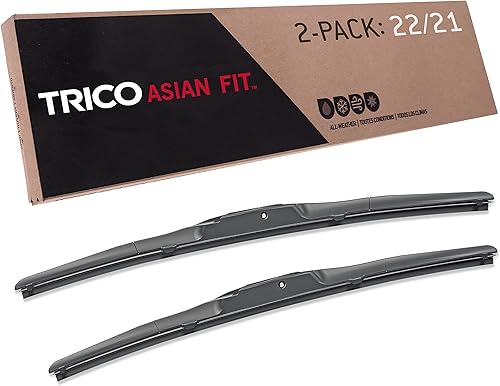 TRICO Solutions Asian Fit - Paquete de 2 limpiaparabrisas de repuesto de 22 y 21 pulgadas para automóviles de alto rendimiento para modelos