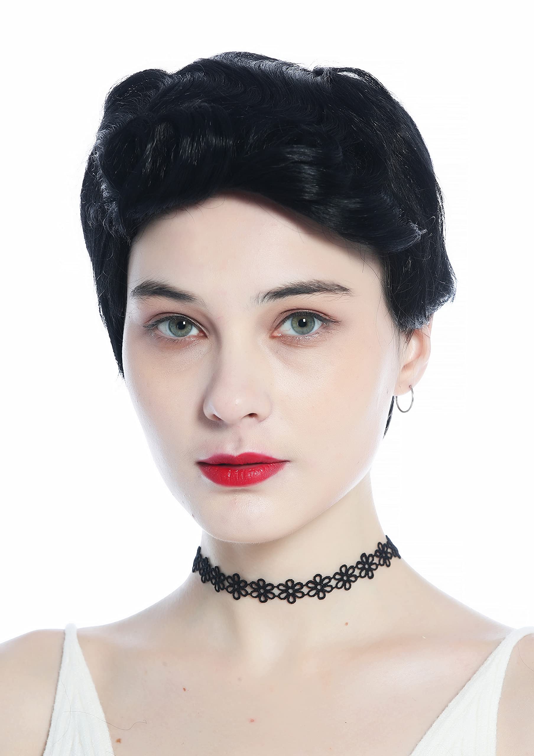 WIG ME UP - DW3333-1 Wig Men Women unisex short straight curled quiff black, black (1) - Image 3