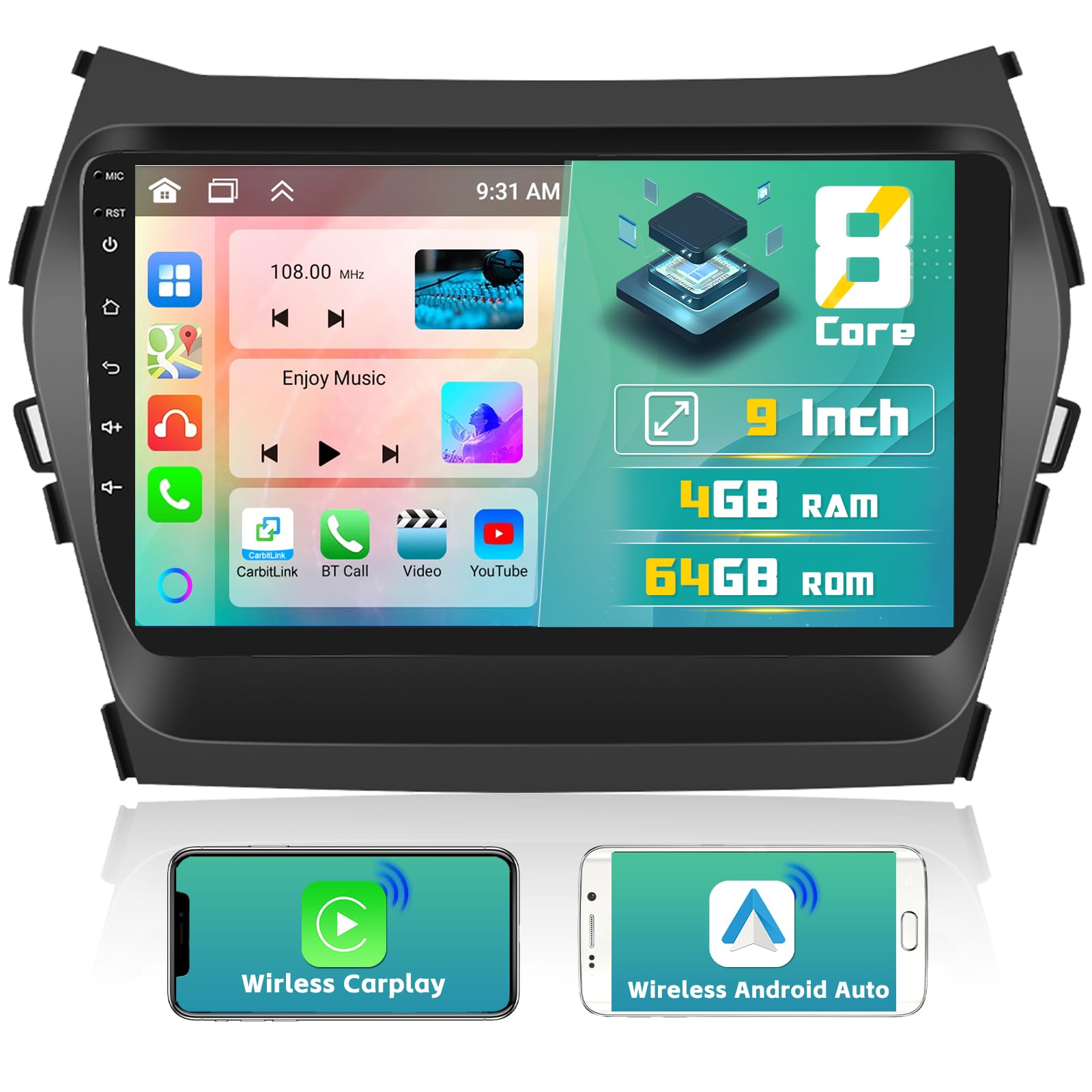 Autoradio Android 13 Per Hyundai I10 2013-2016 - 9 Pollici, 4GB RAM, GPS, DAB+, 2K Full HD - Foto 9