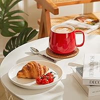 Vista 5 de Teocera 16oz Ceramic Coffee Mugs Set of 4 – Stackable Latte Cups, Microwave, Dishwasher & Oven Safe – Ideal for Coffee, Cappuccino, Hot Chocolate