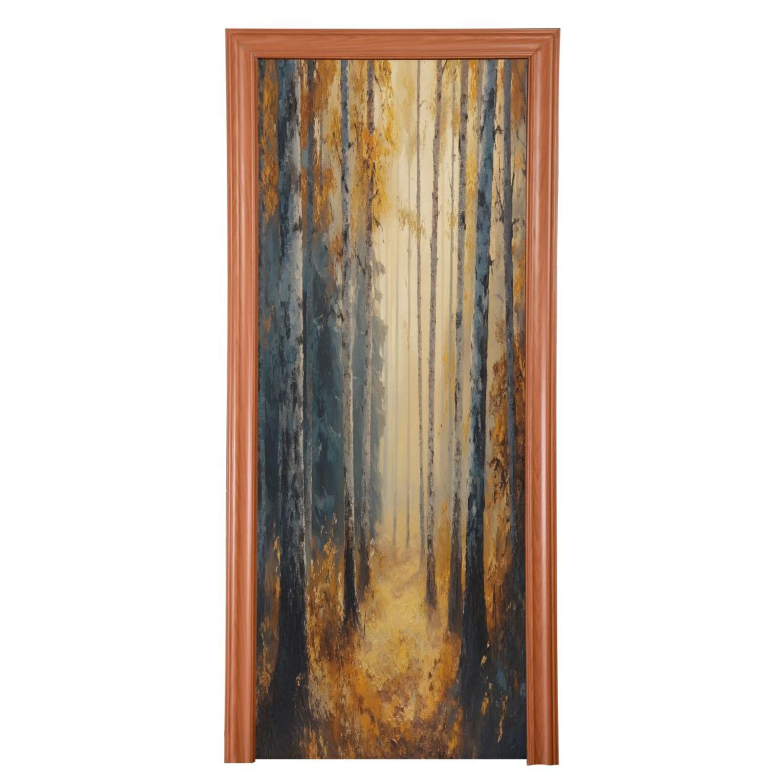FLildon Autumn Woods Painting Door Cover Decoration, Party Accessory Porch Decor for Festive Ornament Room Door Covers 35 x 79 Inch