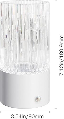 Miniatura 3 de Lámpara de mesa bohemia, lámpara de mesa de cristal con 3 modos de iluminación, control de botón, inalámbrico, decorativa, LED, lámpara de lado para