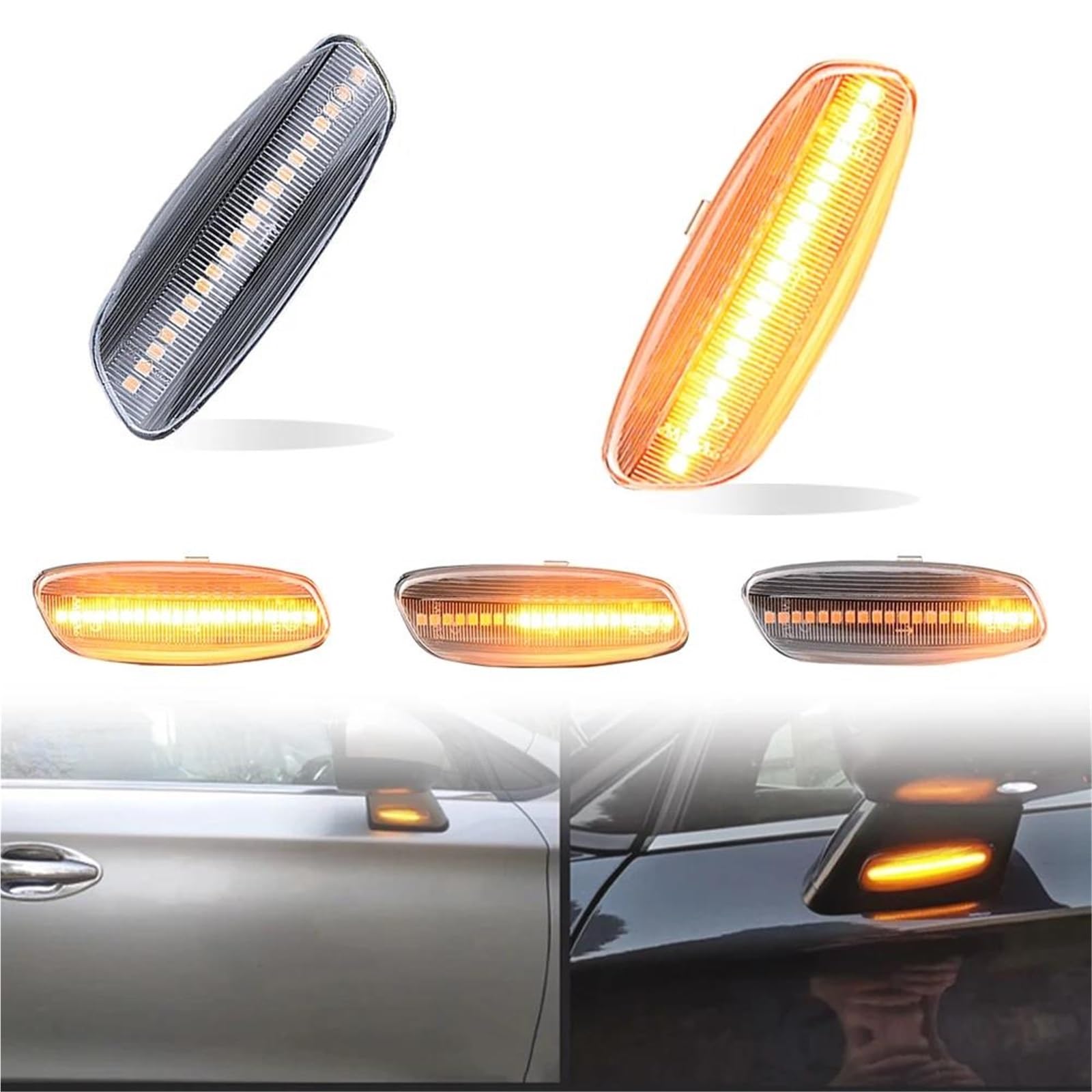 Generico Freccia Laterale Auto Per Citroen C3 C4 C5 DS3 DS4 Luce di posizione laterale a LED dinamica 6325G5, 6325G6(Crystal white)