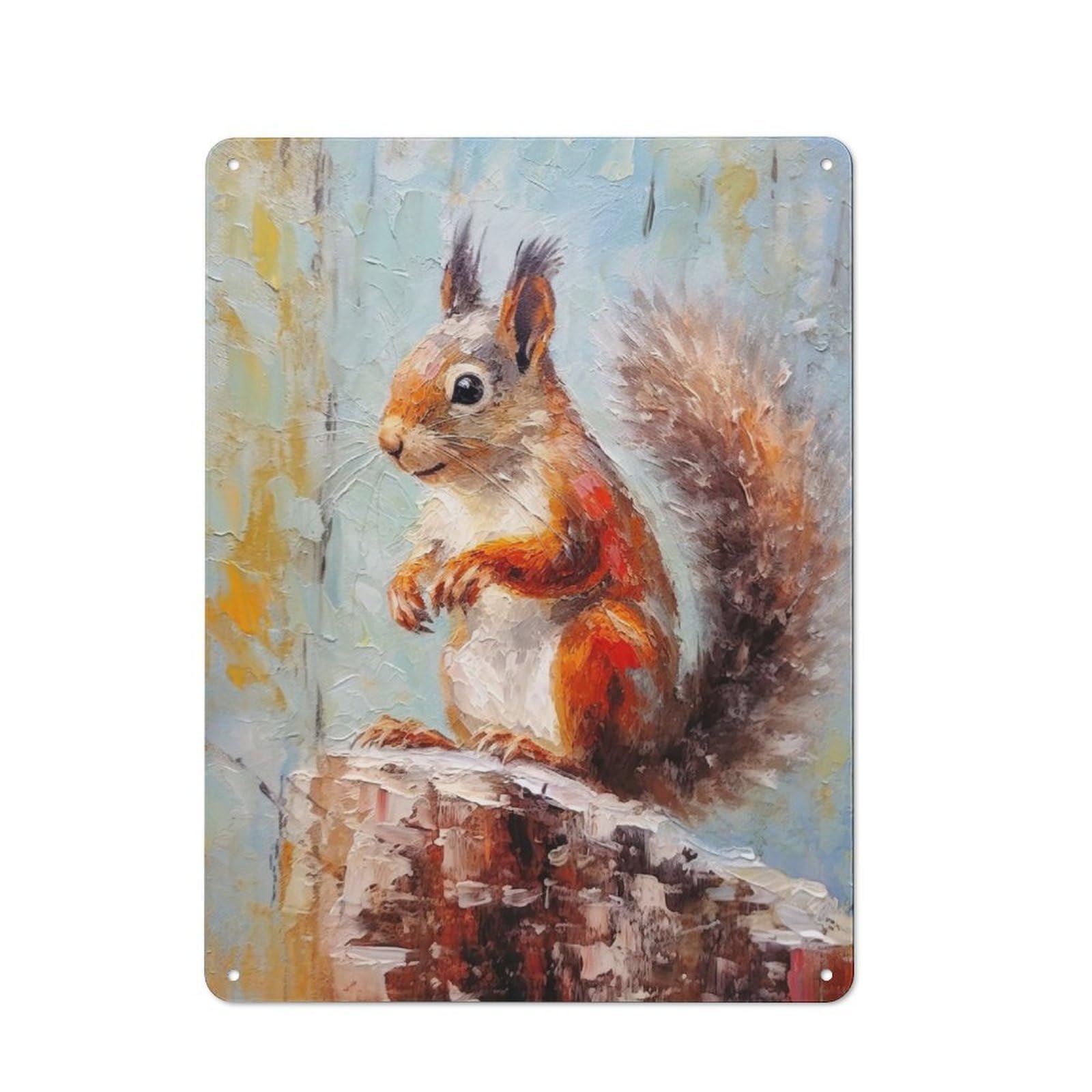Junmoney Palette Squirrel Painting Retro Metal Wall Sign 40X30cm With For Bar Or Restaurant, Gift Idea For A New Home And Metal Sign Collection