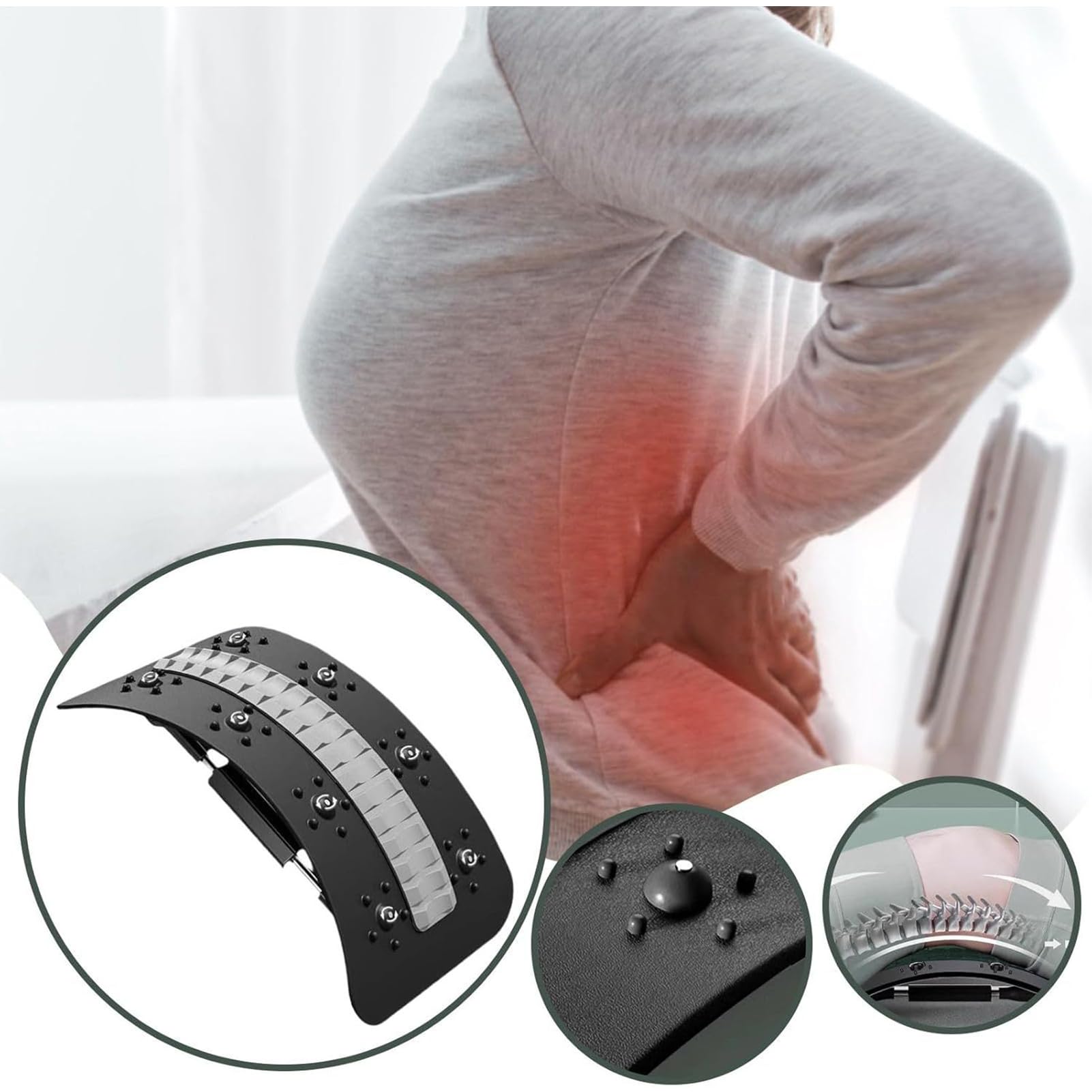 Lendenstütze Brett,Mehrstufiges Rückenstretchgerät Mit Wirbelsäulenunterstützung | Fitness Equipment Zur Wirbelsäulendehnung Für Zuhause Wohnzimmer Schlafzimmer Büro Und Gym