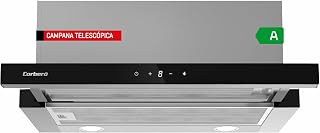 Corberó ANETO960X Teleskophaube Inox&Schwarz, 90 cm, Durchflussmenge 600 m³/h, Leistung 165 W, 3 Geschwindigkeiten, Aluminiumfilter 3 Schichten, Kohlefilter, Energieeffizienz A