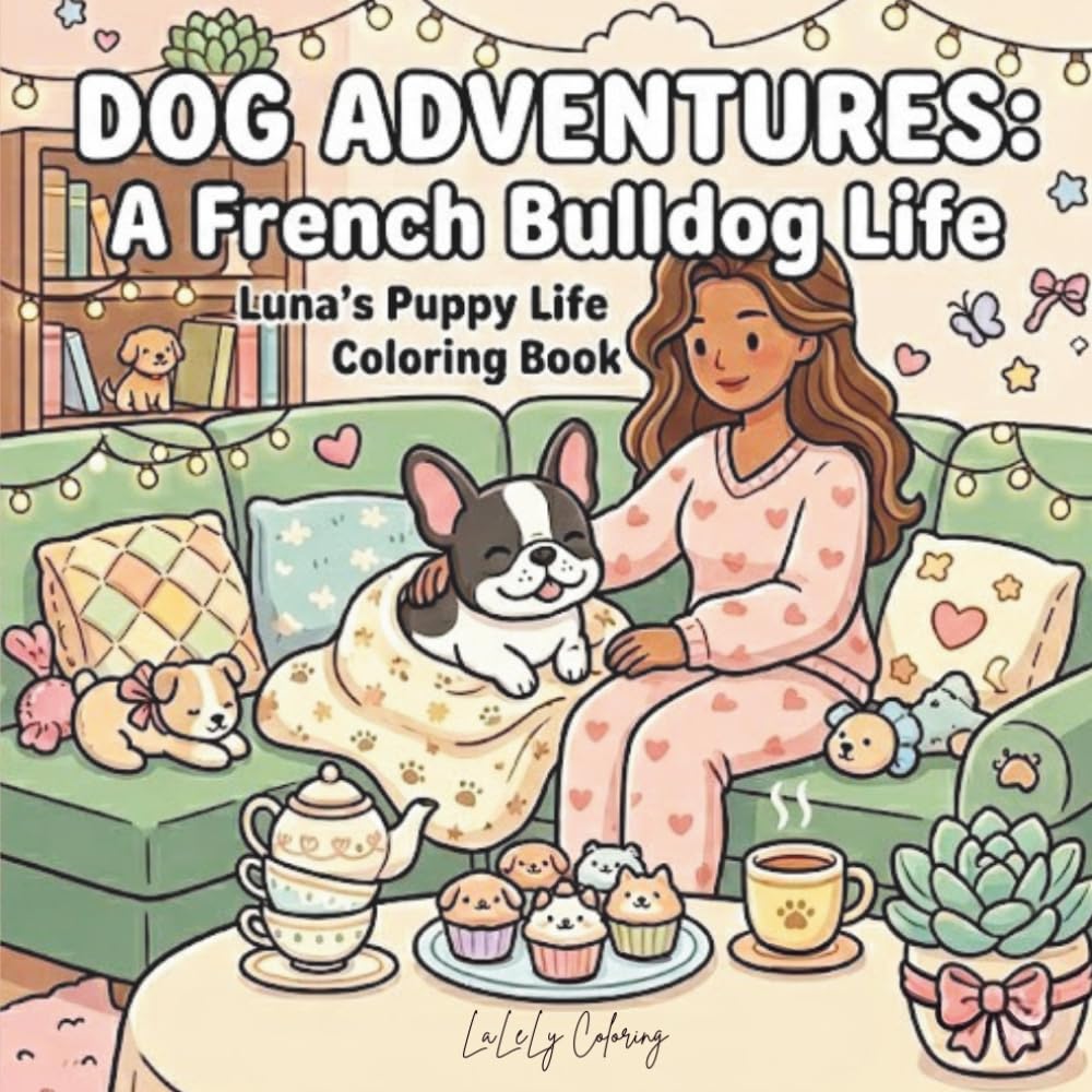Dog Adventures: A French Bulldog Life: Luna’s Puppy Life Coloring Book: 40 Cute and Cozy Kawaii Frenchie Moments for Relaxation, Friendship & Soft-Life Happiness