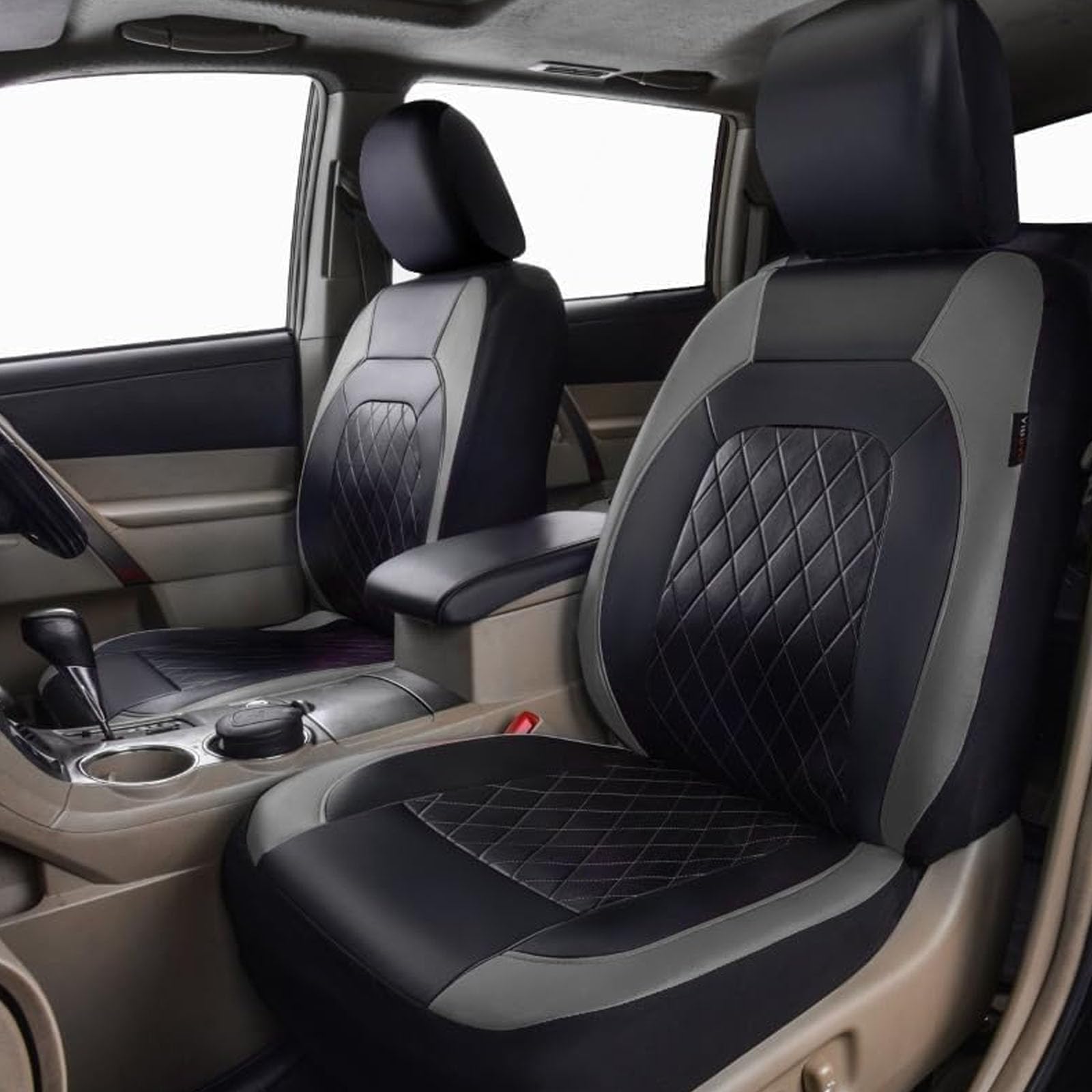Sitzbezüge Auto Vordersitze Für VW Golf 6 GTI Golf 7 Golf 7 GTI Golf Tdi Golf Sportsvan La Parte, 2 Stück Auto Schonbezüge Allwetter Atmungsaktiv Verschleißfest Wasserdicht Innenraum,B/Grey