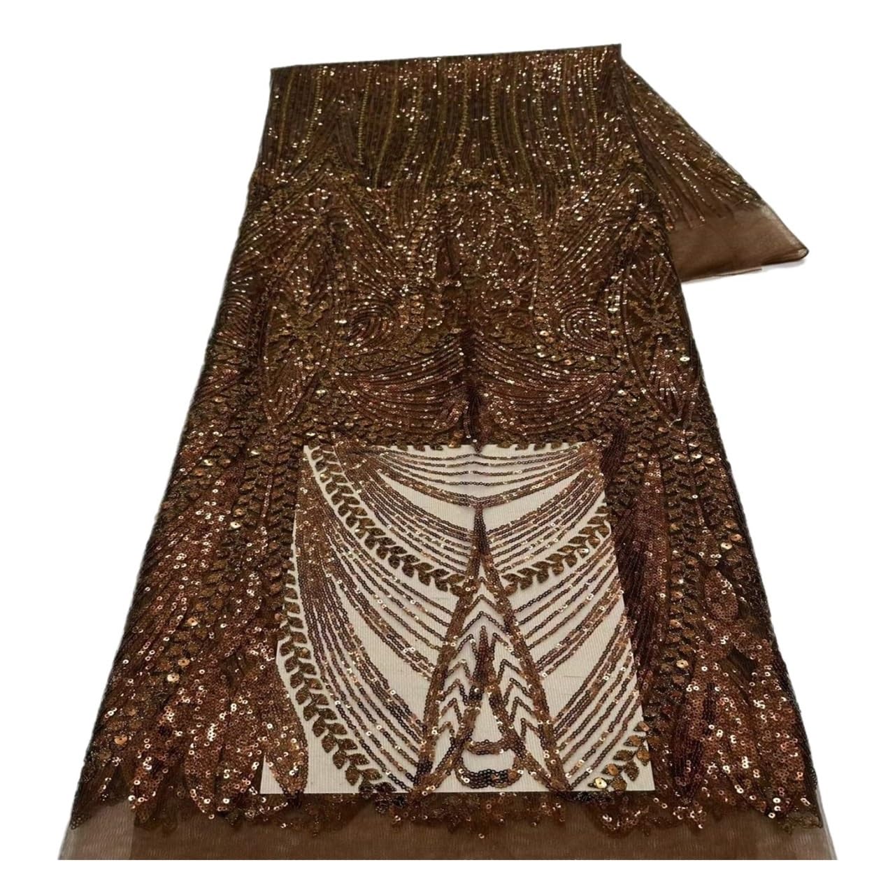 Cekinowa koronkowa tkanina z geometrycznym haftem siatkowym 5 jardów | Haftowana tkanina, cekinowa koronkowa lamówka, materiał sukni ślubnej couture(Color2)