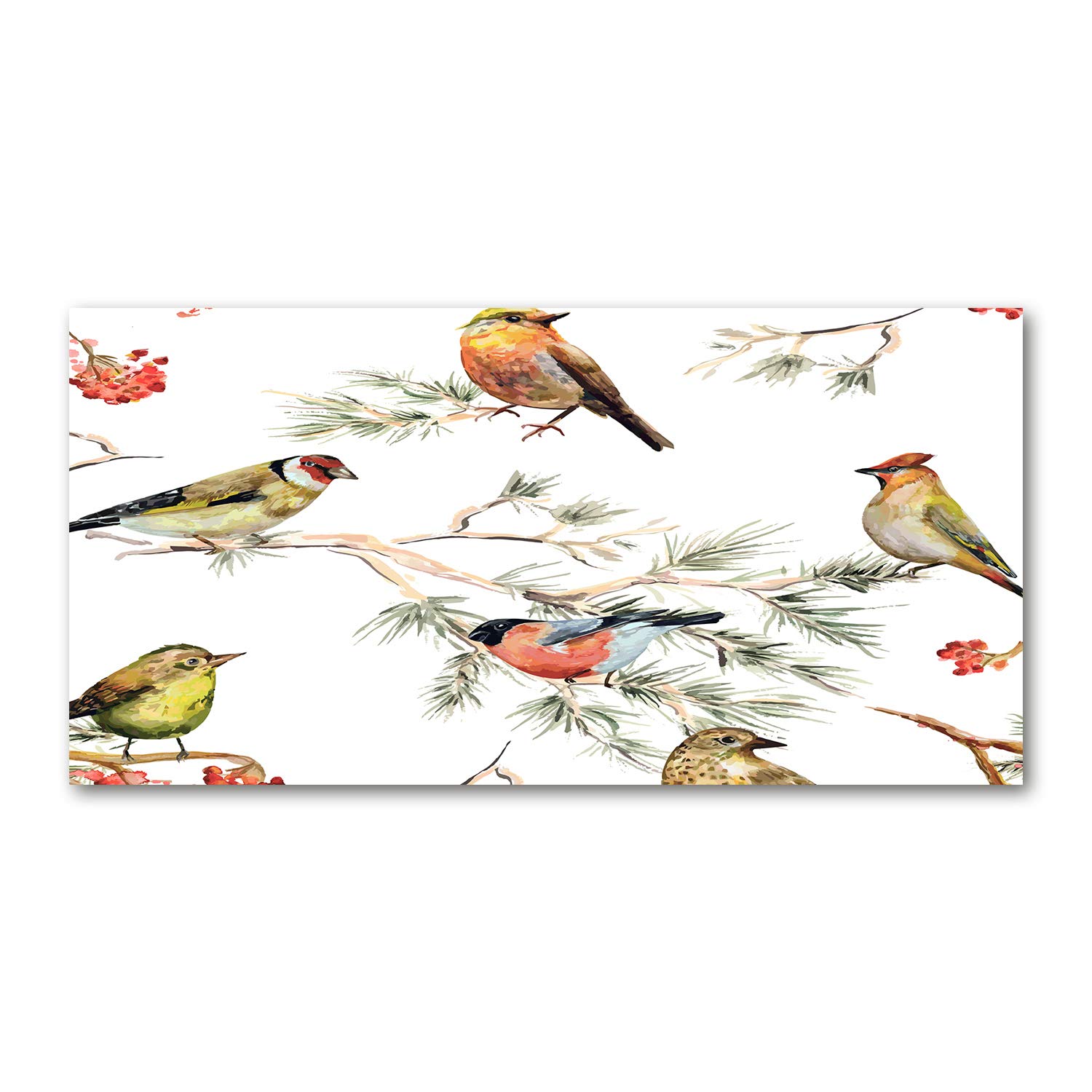 Image sur verre multicolore oiseaux et forêt | Tableau décoratif de 120x60 cm signé Tulup