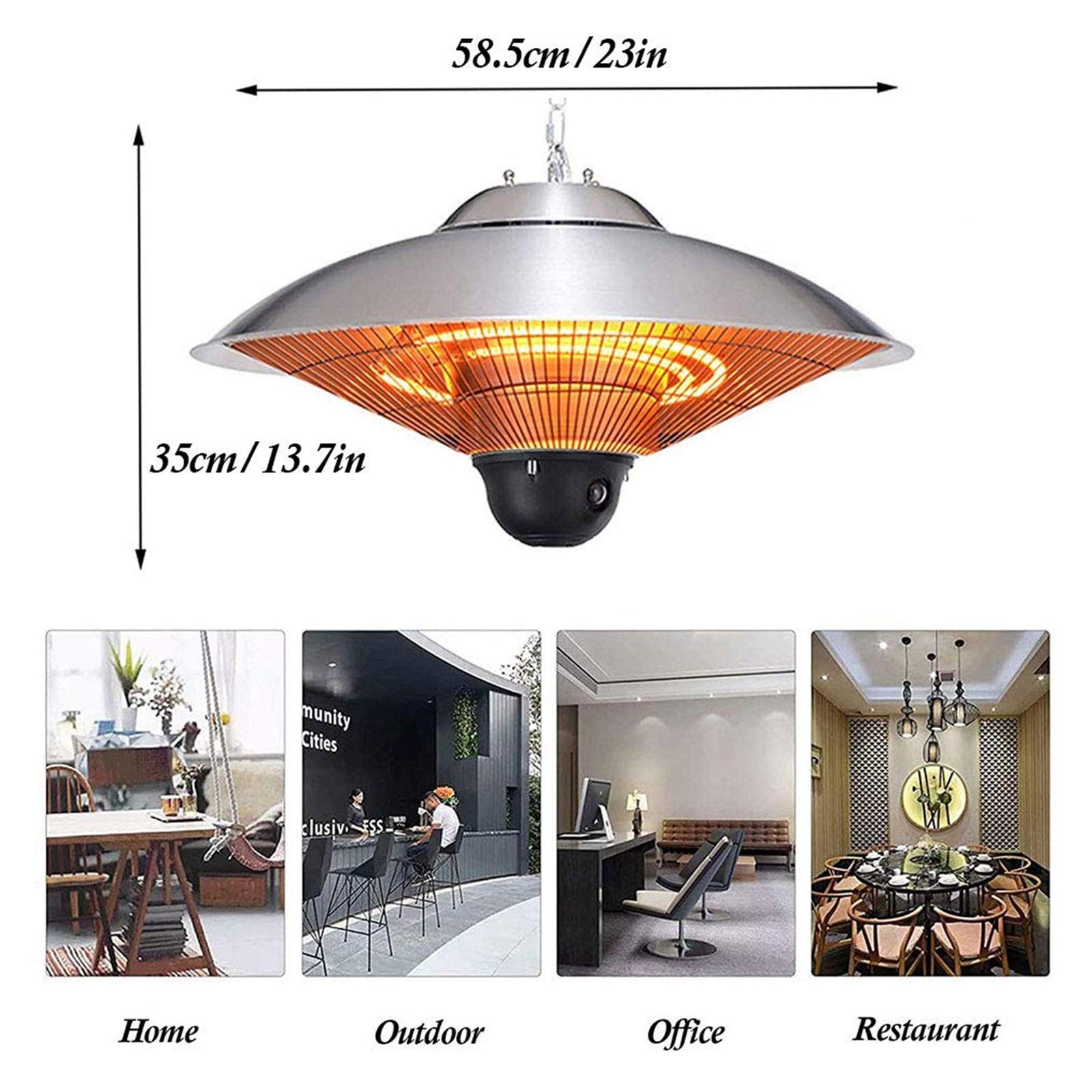 Riscaldatore elettrico per patio, Riscaldatori sospesi a infrarossi per esterni con telecomando, Riscaldatori a soffitto, Riscaldatore da balcone 1010W / 1200W / 2210W