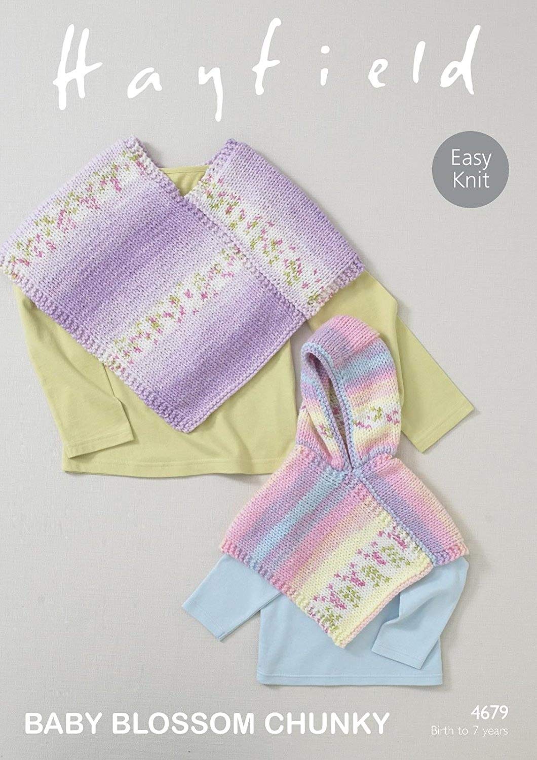 Sirdar Hayfield 4679 Knitting Pattern Baby Girls Easy Knit Ponchos in Hayfield Baby Blossom Chunky