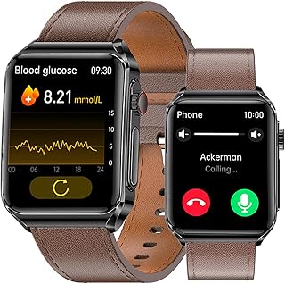 Blood Glucose Monitoring Smartwatch, Painless Non-invasive Blood Sugar Test Smart Watch, Bluetooth Answer/Make Call, Fashionable Sports Watch with Heart Rate Blood Oxygen Blood Pressure Sleep Monitor