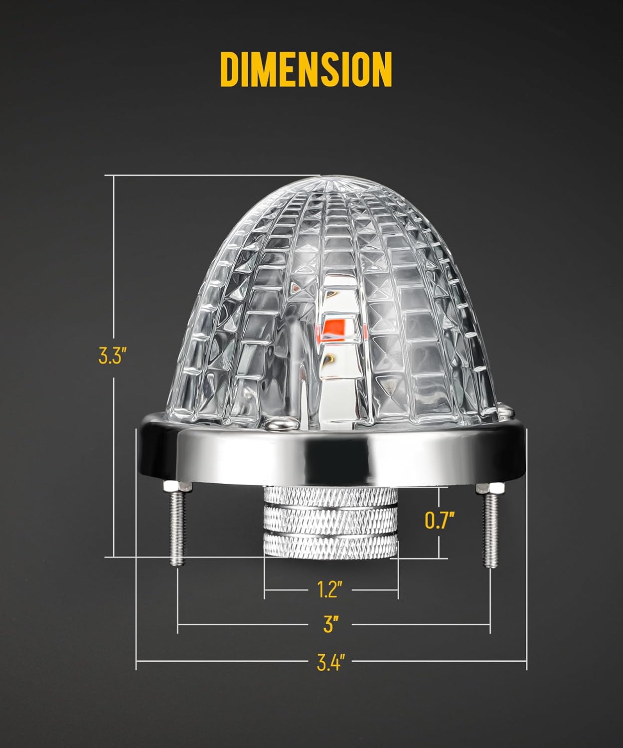 Partsam 2Pcs Glass Watermelon Lights Trapezoid-Shaped Lens Red LED Stop Turn Tail Marker Lamps with Stainless Steel Bezel Replacement for Peterbilt Freightliner Trucks Trailers RVs